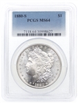 1880-S US MORGAN SILVER 1 DOLLAR COIN PCGS MS64