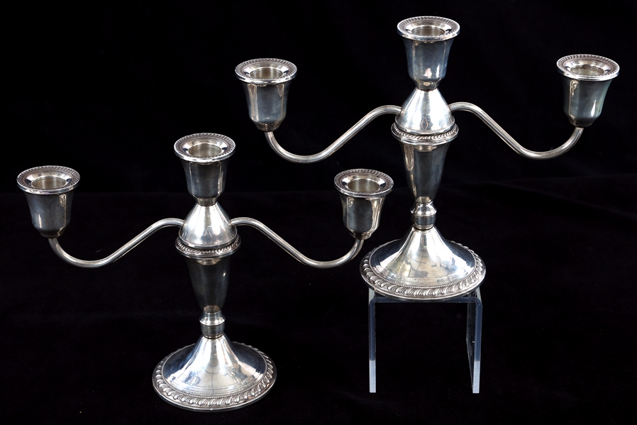 DUCHIN CREATION WEIGHTED STERLING CANDELABRA - LOT OF 2