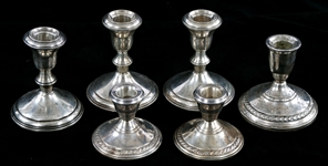 WEIGHTED STERLING SILVER CANDELSTICK HOLDERS LOT OF 6