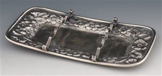 STERLING SILVER CIGAR TRAY AND MATCH HOLDER