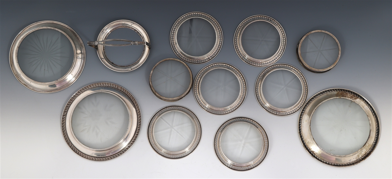 WEIGHTED STERLING SILVER COASTERS - LOT OF 11