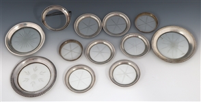 WEIGHTED STERLING SILVER COASTERS - LOT OF 11