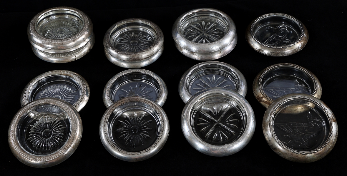 WEIGHTED STERLING SILVER COASTERS - LOT OF 16