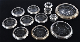 WHITING STERLING COASTERS, CANDLE HOLDER, & LIGHTER