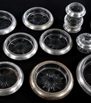 WHITING STERLING COASTERS, CANDLE HOLDER, & LIGHTER