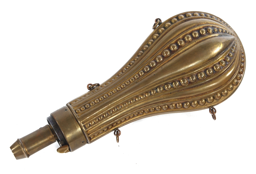 BRASS GADROONED POWDER FLASK