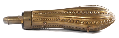 BRASS GADROONED POWDER FLASK