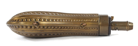 BRASS GADROONED POWDER FLASK