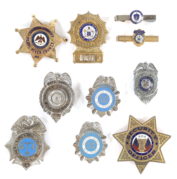 POLICE, LAW ENFORCEMENT, AND SECURITY BADGES AND CLIPS