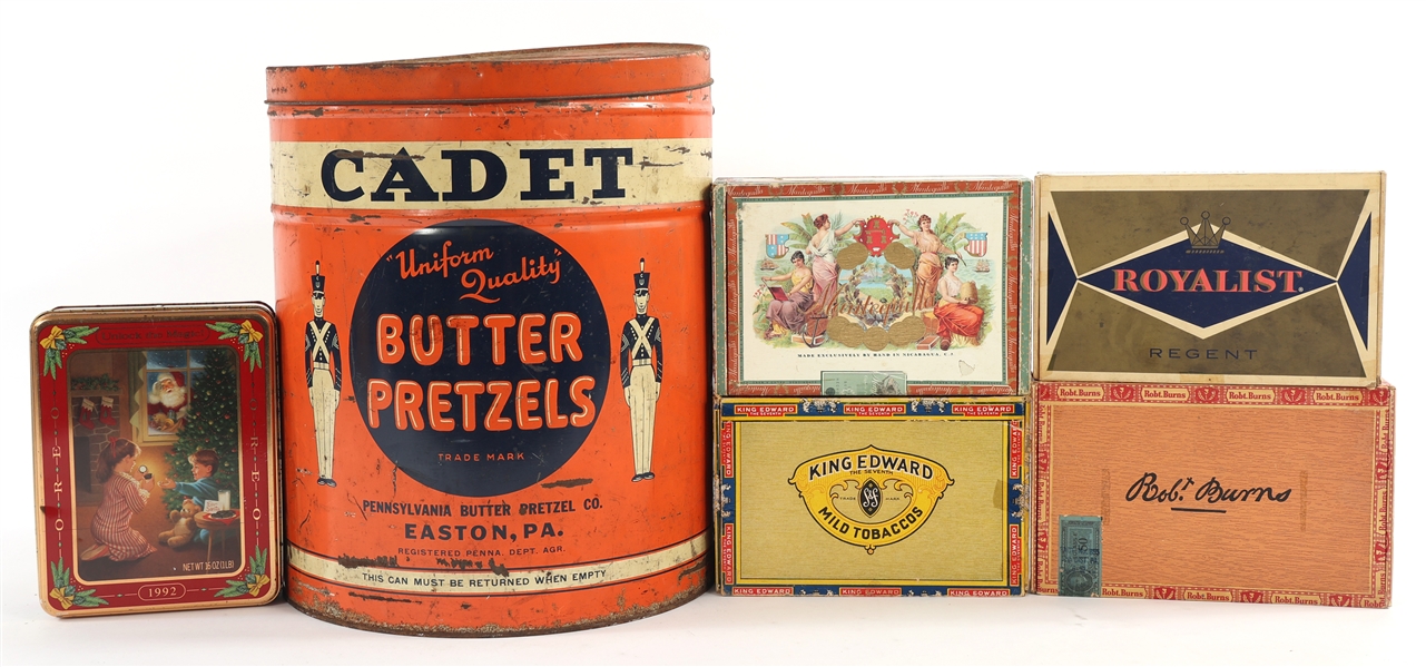 TIN, WOOD, AND CARDBOARD DECORATIVE CONTAINERS 