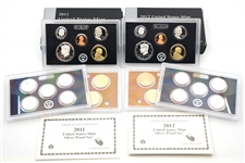 2011 & 2012 US MINT SILVER PROOF SETS - LOT OF 4