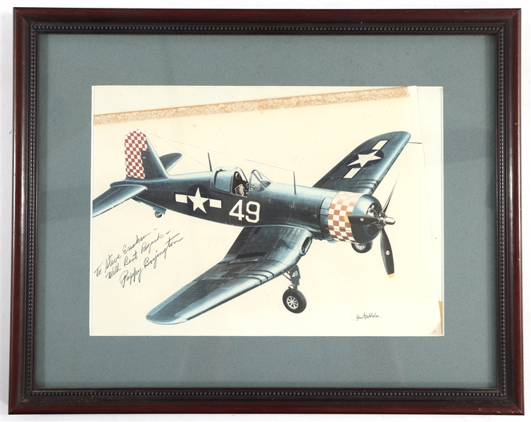 PAPPY BOYINGTON SIGNED J. BATCHELOR CORSAIR LITHOGRAPH