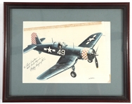 PAPPY BOYINGTON SIGNED J. BATCHELOR CORSAIR LITHOGRAPH