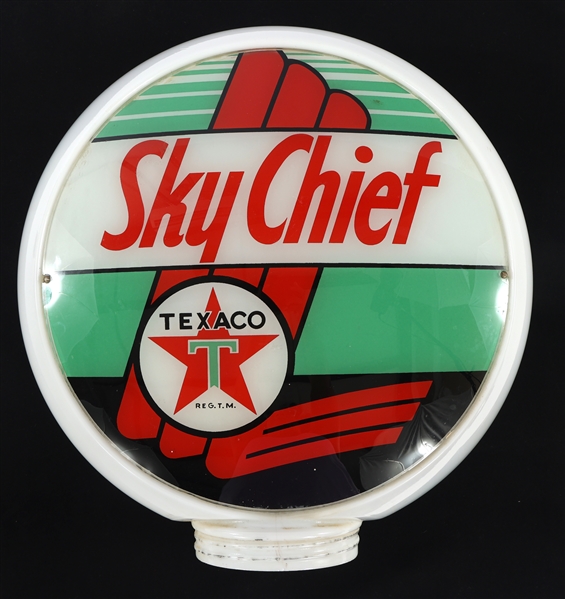 1940s TEXACO SKY CHIEF MILK GLASS GAS PUMP GLOBE