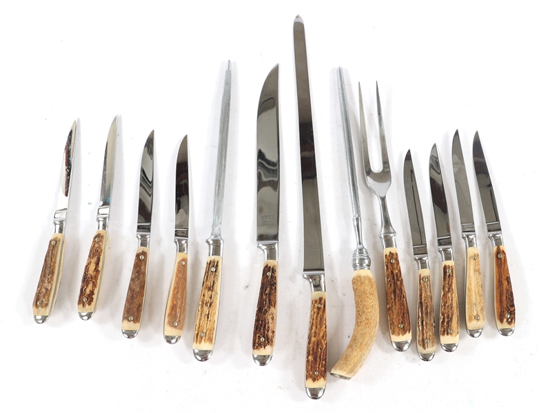 STAG HANDLE GERMAN KITCHEN KNIVES AND UTENSILS 