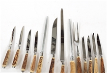 STAG HANDLE GERMAN KITCHEN KNIVES AND UTENSILS 