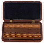 GUTTA PERCHA CASE TRAVELING CRIBBAGE BOARD