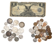 US TYPE COINS & SILVER CERTIFICATE CURRENCY NOTE