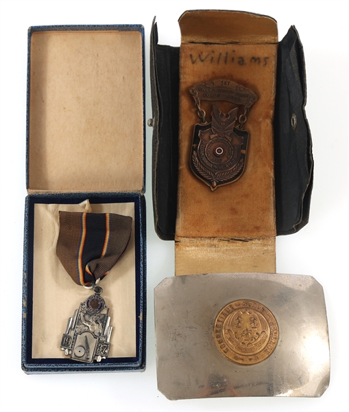 CONNECTICUT COLLEGE R.O.T.C. MEDALS & BELT BUCKLE