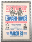 SUGAR RAY LEONARD SIGNED BOXING POSTER FRAMED