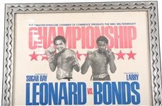 SUGAR RAY LEONARD SIGNED BOXING POSTER FRAMED