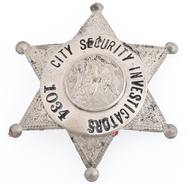ILLINOIS CITY SECURITY INVESTIGATORS BADGE NO. 1034