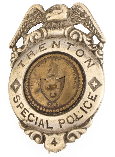 TRENTON NEW JERSEY SPECIAL POLICE BADGE NO. 4