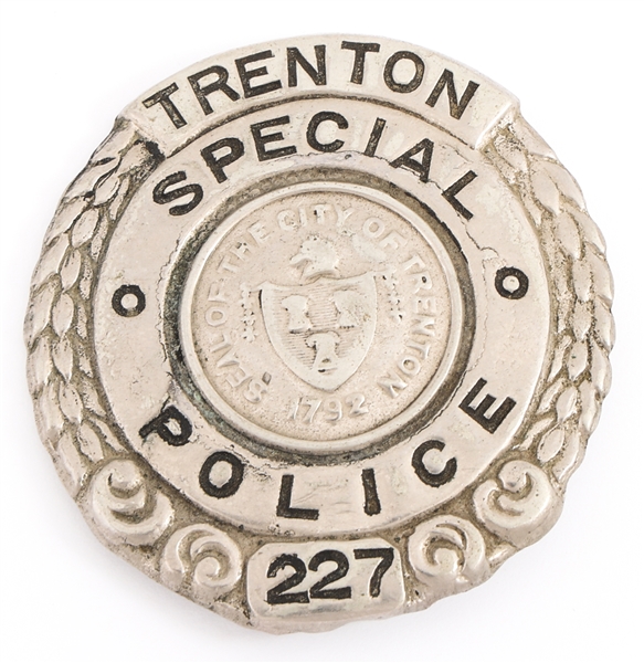 TRENTON NEW JERSEY SPECIAL POLICE BADGE NO. 227