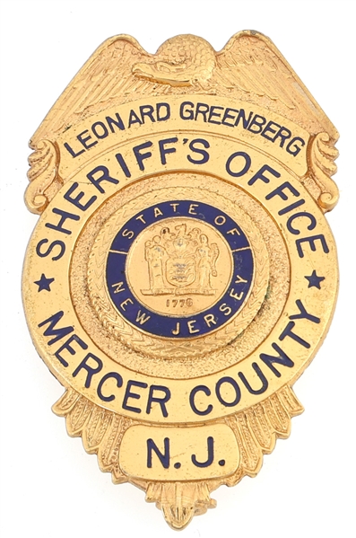 MERCER COUNTY NEW JERSEY SHERIFFS OFFICE BADGE