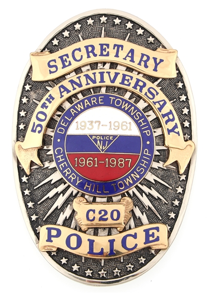 CHERRY HILL NEW JERSEY POLICE SECRETARY BADGE NO. C20