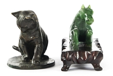 BRASS & SOFTSTONE ANIMAL SCULPTURES - LOT OF 2
