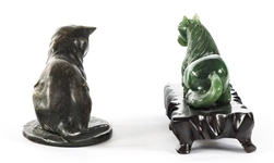BRASS & SOFTSTONE ANIMAL SCULPTURES - LOT OF 2