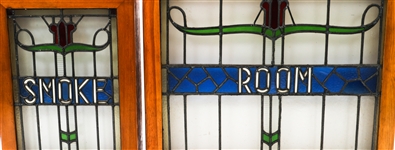 ELECTRIFIED STAINED GLASS SMOKE ROOM SIGNS - LOT OF 2