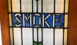 ELECTRIFIED STAINED GLASS SMOKE ROOM SIGNS - LOT OF 2