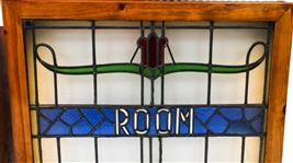ELECTRIFIED STAINED GLASS SMOKE ROOM SIGNS - LOT OF 2