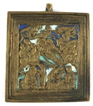 19th C. RUSSIAN ORTHODOX BRASS & ENAMEL ICONS