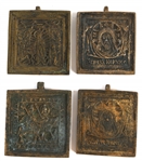 19th C. RUSSIAN ORTHODOX BRASS ICON PENDANTS
