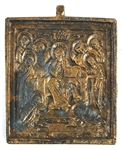 19th C. RUSSIAN ORTHODOX BRASS ICON PENDANTS