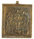 19th C. RUSSIAN ORTHODOX BRASS ICON PENDANTS