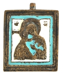 19th C. RUSSIAN ORTHODOX BRASS & ENAMEL ICONS