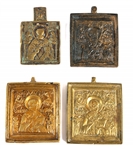 19th C. RUSSIAN ORTHODOX BRASS ST. NICHOLAS ICONS