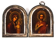 RUSSIAN ORTHODOX 84 SILVER MEDALLION ICON LOCKET 