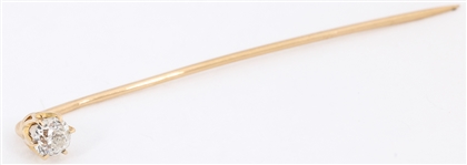 14K YELLOW GOLD 0.28 CT ROUND DIAMOND SOLITAIRE PIN