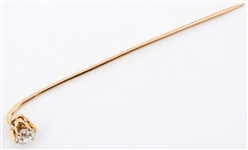 14K YELLOW GOLD 0.28 CT ROUND DIAMOND SOLITAIRE PIN