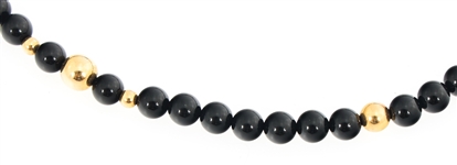 18K YELLOW GOLD & ONYX BEADED NECKLACE