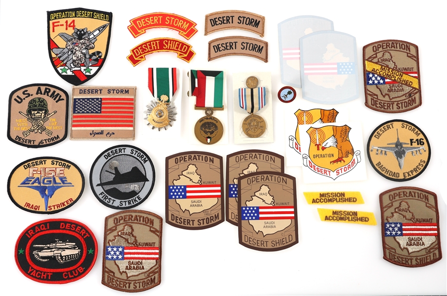 U.S. DESERT STORM MEDALS, PATCHES, STICKERS, & PIN