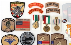 U.S. DESERT STORM MEDALS, PATCHES, STICKERS, & PIN