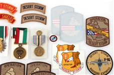 U.S. DESERT STORM MEDALS, PATCHES, STICKERS, & PIN