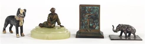 PAPERWEIGHTS, STATUETTES, CARVED BONE DICE, & PLAQUE