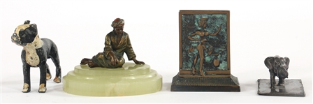 PAPERWEIGHTS, STATUETTES, CARVED BONE DICE, & PLAQUE